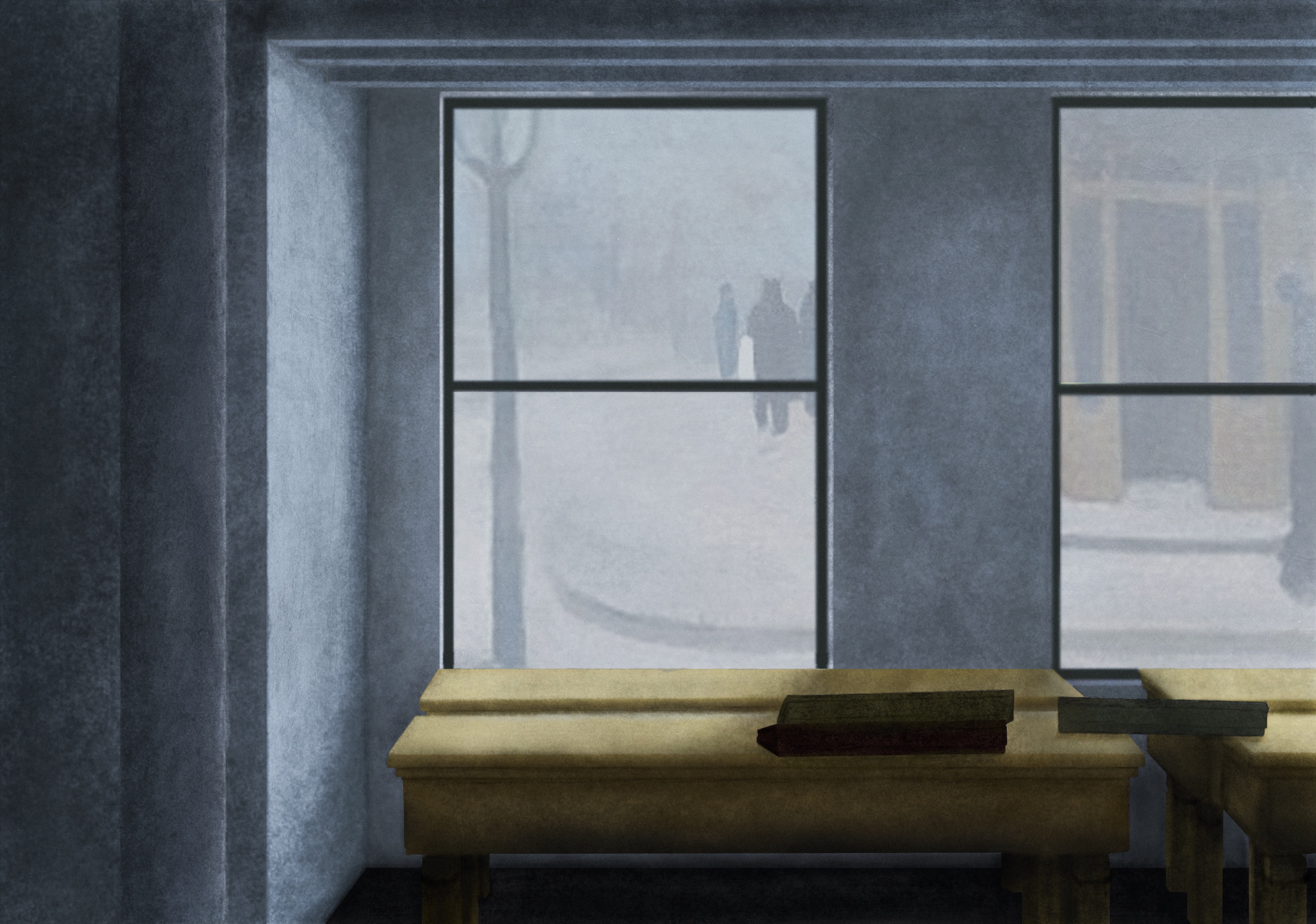 Deconstruction of Edward Hopper, Conference at Night (1949)