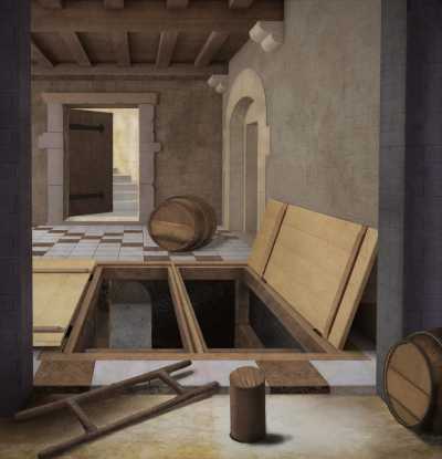 Reconstruction of Pseudo-Félix Chrétien, Scene in a Wine Cellar (1537)