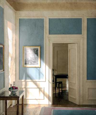 Deconstruction of William Henriksen, Blue Interior with Window (c. 1910)