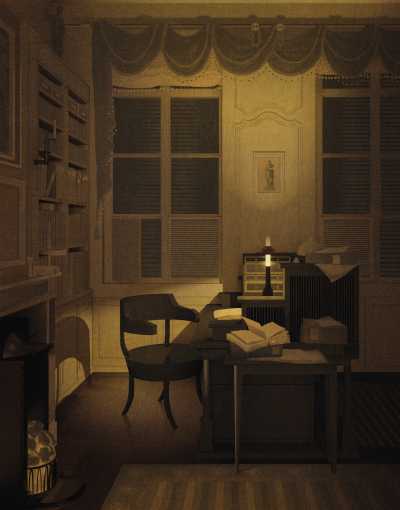 Reconstruction of A.-L. Leroy, Interior with a Man Reading at his Office (1827)