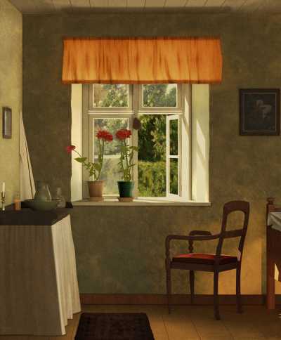 Reconstruction of Karl Harald Alfred Broge, Interior with Open Window (c. 1900)