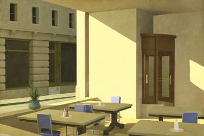 Reconstruction of Edward Hopper, Sunlight in a Cafeteria (1958)