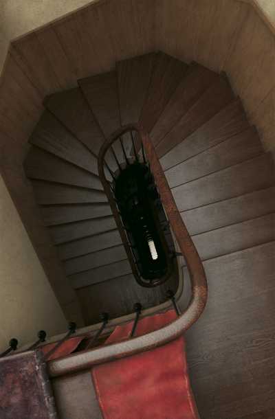 Deconstruction of Edward Hopper, Stairway at 48 rue de Lille, Paris (1906)