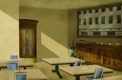 Deconstruction of Edward Hopper, Sunlight in a Cafeteria (1958)