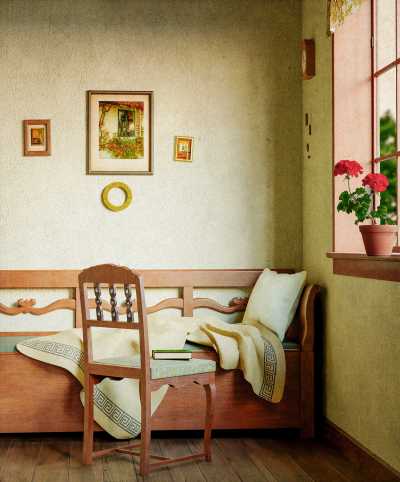 Reconstruction of Karl Harald Alfred Broge, Interior with Woman and Girl (1916)