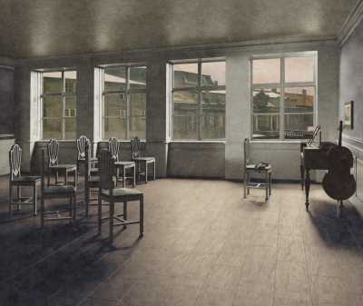 Deconstruction of Vihelm Hammershøi, Music Room (1907)