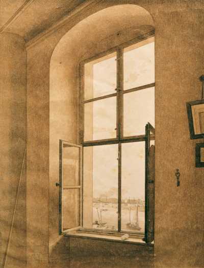View from The Artist’s Studio in Dresden on the Elbe, Left Window