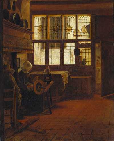 Interior with Woman at a Spinning Wheel
