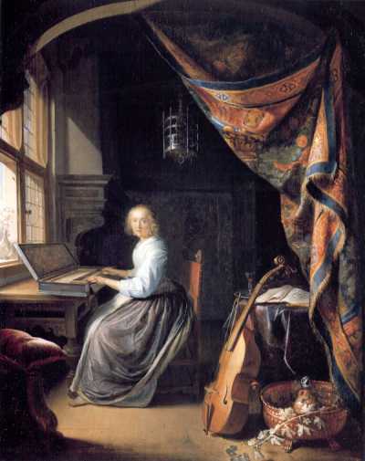 A Woman playing a Clavichord