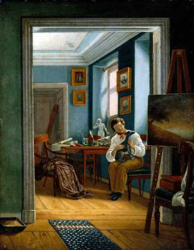 An Artist’s Room or Man with a Dog