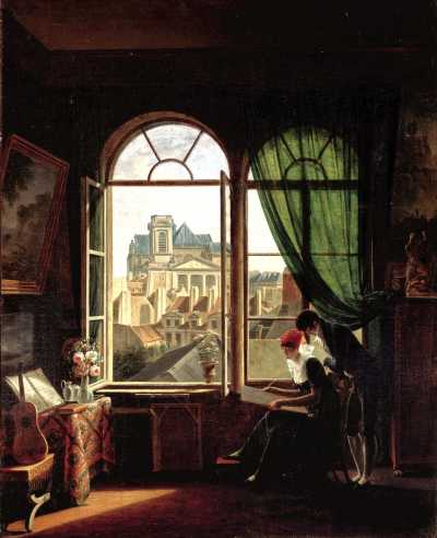 View of Saint-Eustache Church from a House on Rue Platriere or The Artist’s Interior