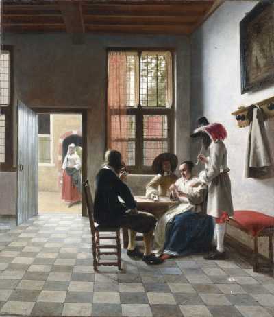 Card Players in a Sunlit Room