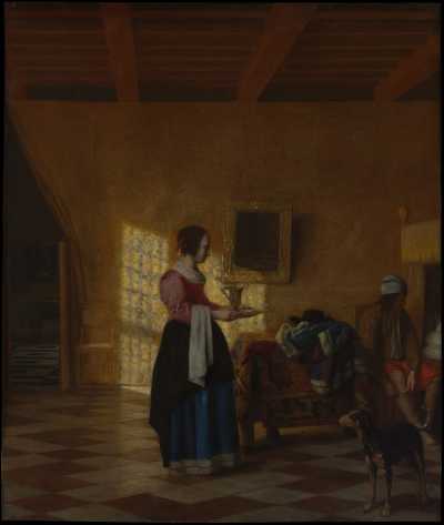 The Maidservant or Woman with a Water Pitcher, and a Man by a Bed