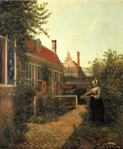 Woman with Basket of Beans in the Kitchen