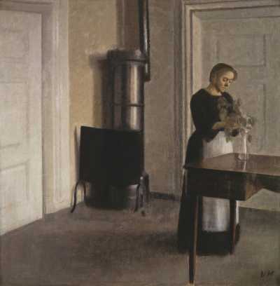 Interior with Woman Putting Twigs in a Glass, Strangade 30